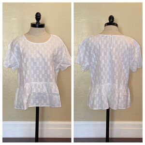 Madewell Medford Top in Jacquard Eyelet White Size Medium